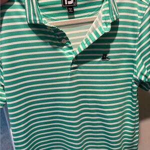 FootJoy Green and White Striped Kids Polo